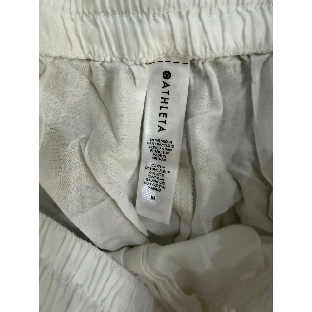 Athleta Cotton Dreams Sleep Culotte Womens M White Wide Leg Pajama Pants Lounge - Picture 2 of 8